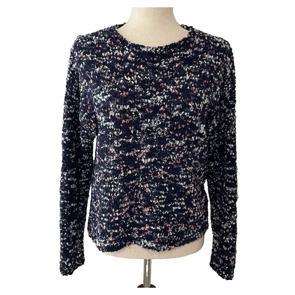 Anthropologie Peyton Primrose Pullover Sweater Womens L Blue Pink White Speckle
